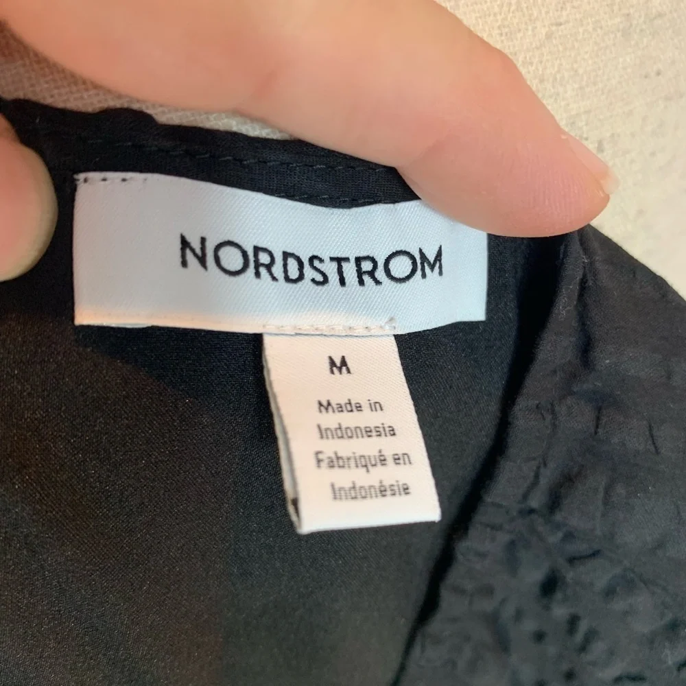 Nordstrom 100% Cotton Short Sleeve Crew Neck Midi Dress - Black - size Medium - Picture 7 of 7
